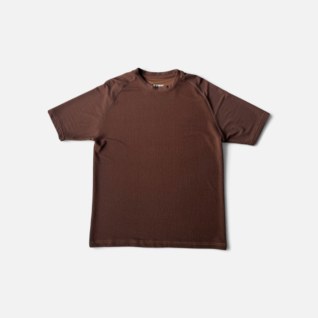Round Neck Brown Nylon Shirt