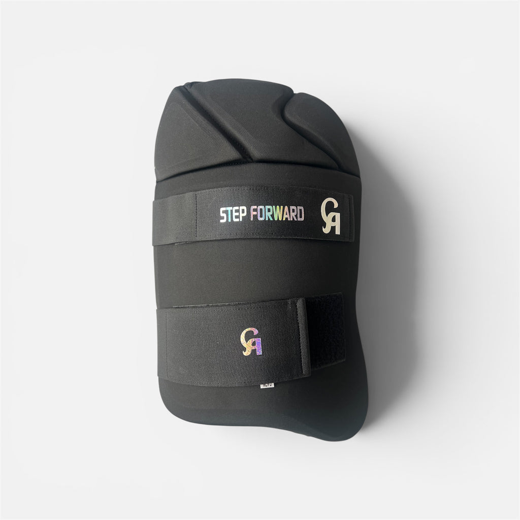 CA 3-F cricket thigh guard, view 1