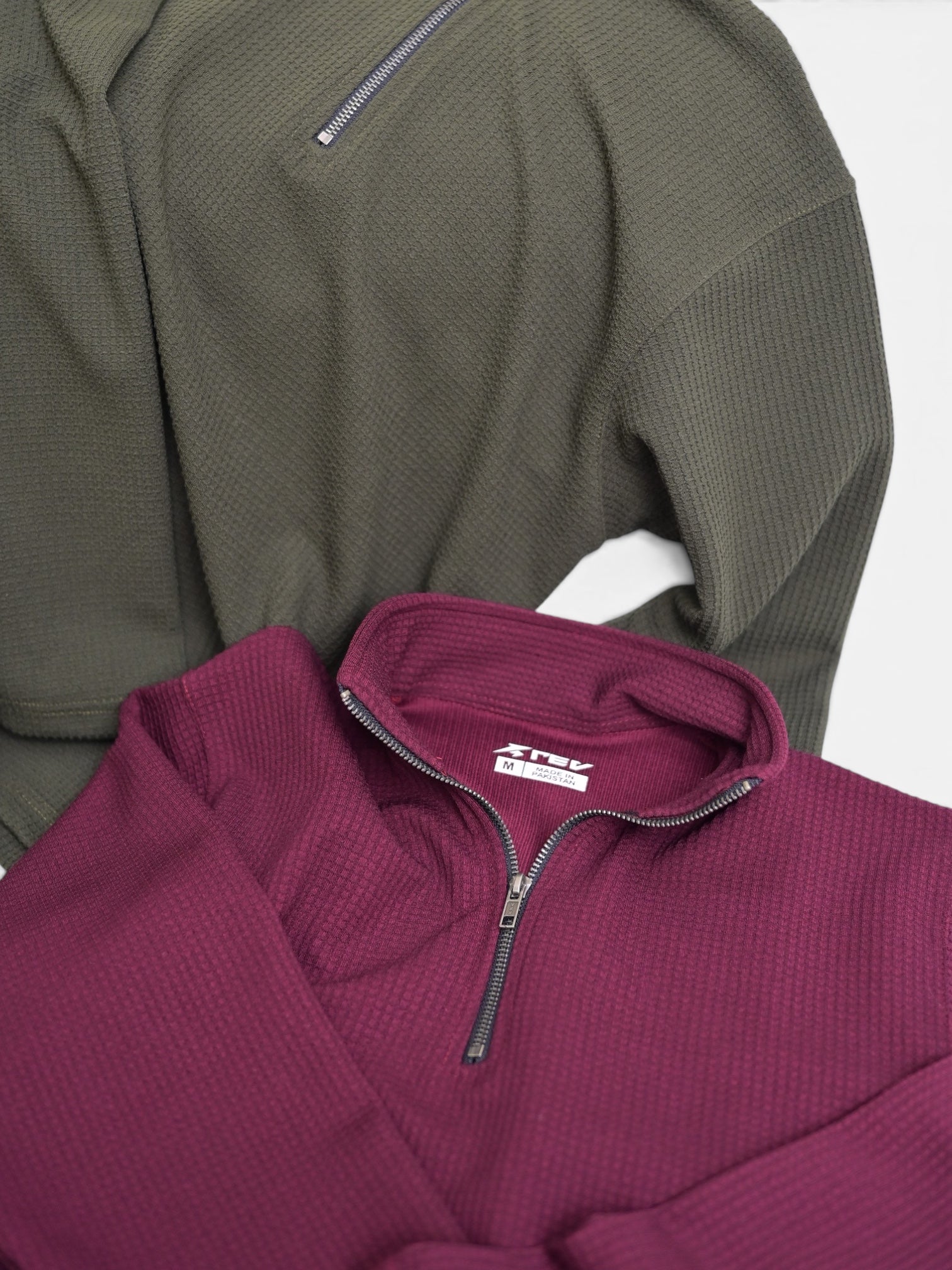 Cotton Waffle Quarter Zipper